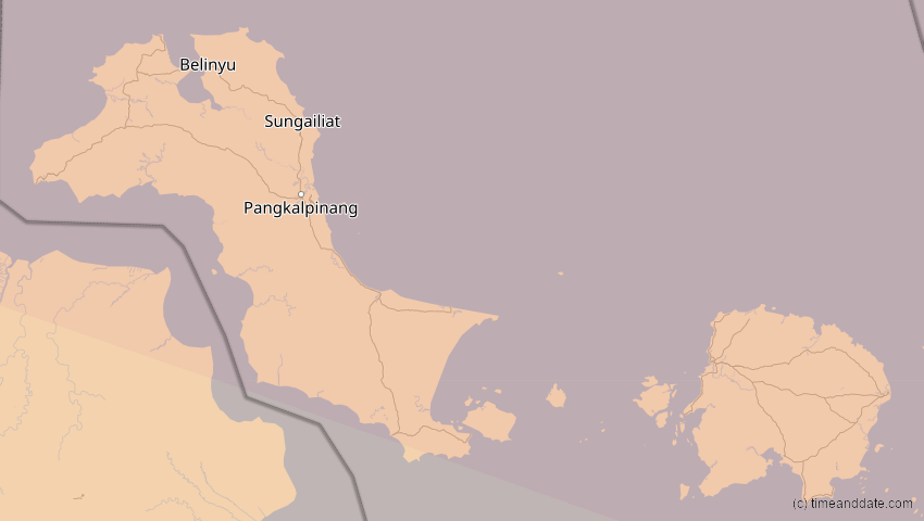 A map of Bangka-Belitung, Indonesien, showing the path of the 21. Mai 2031 Ringförmige Sonnenfinsternis