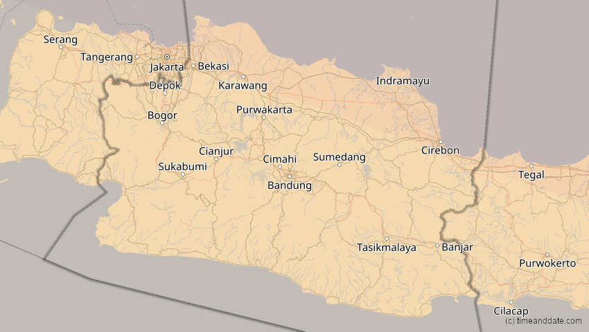 A map of Jawa Barat, Indonesien, showing the path of the 21. Mai 2031 Ringförmige Sonnenfinsternis