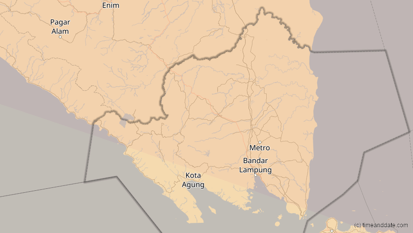 A map of Lampung, Indonesien, showing the path of the 21. Mai 2031 Ringförmige Sonnenfinsternis