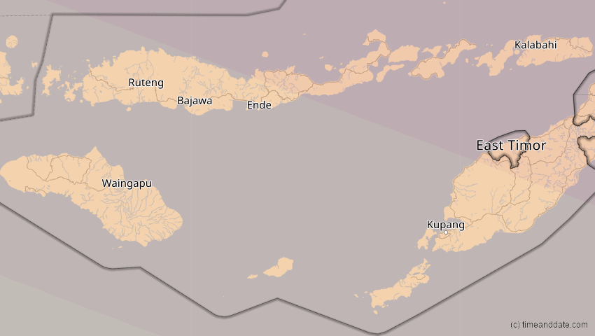 A map of Nusa Tenggara Timur, Indonesien, showing the path of the 21. Mai 2031 Ringförmige Sonnenfinsternis