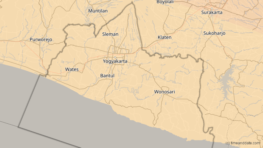 A map of Sonderregion Yogyakarta, Indonesien, showing the path of the 21. Mai 2031 Ringförmige Sonnenfinsternis