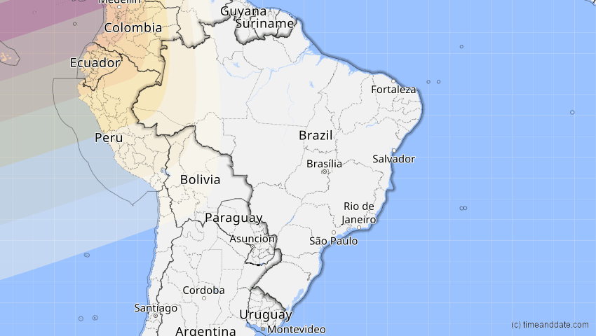 A map of Brasilien, showing the path of the 14. Nov 2031 Totale Sonnenfinsternis