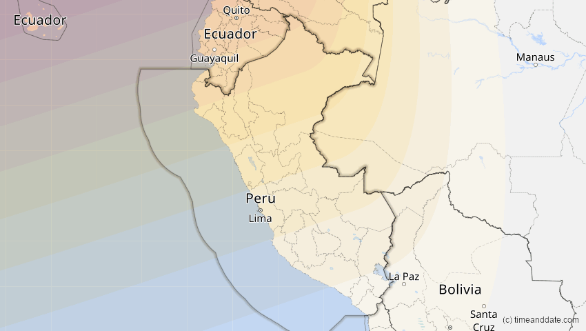 A map of Peru, showing the path of the 14. Nov 2031 Totale Sonnenfinsternis