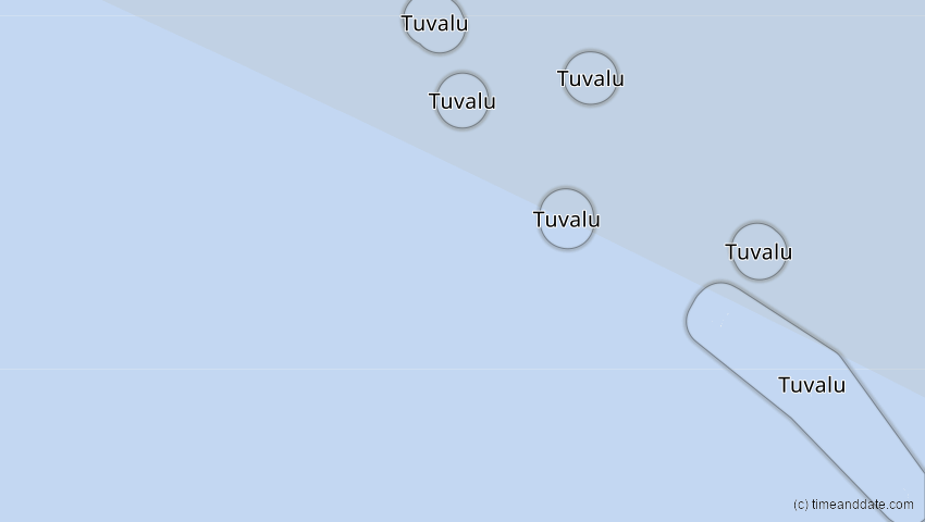 A map of Tuvalu, showing the path of the 15. Nov 2031 Totale Sonnenfinsternis