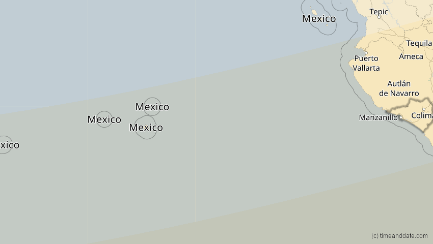 A map of Colima, Mexiko, showing the path of the 14. Nov 2031 Totale Sonnenfinsternis