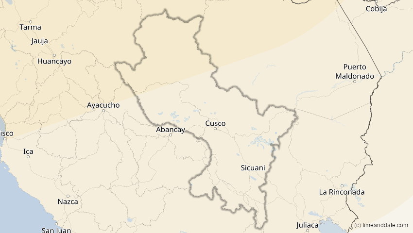 A map of Cusco, Peru, showing the path of the 14. Nov 2031 Totale Sonnenfinsternis