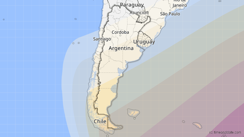 A map of Argentinien, showing the path of the 9. Mai 2032 Ringförmige Sonnenfinsternis
