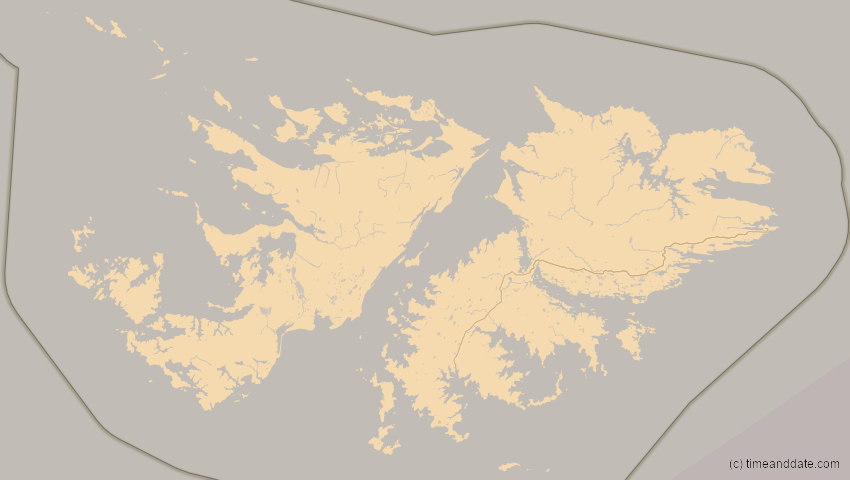 A map of Falklandinseln, showing the path of the 9. Mai 2032 Ringförmige Sonnenfinsternis