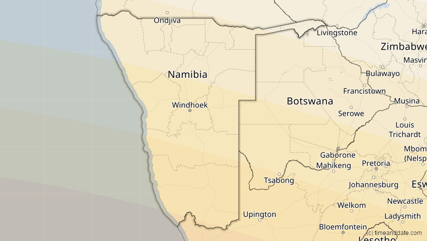 A map of Namibia, showing the path of the 9. Mai 2032 Ringförmige Sonnenfinsternis