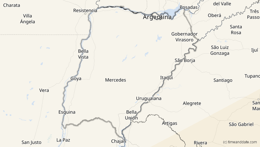 A map of Corrientes, Argentinien, showing the path of the 9. Mai 2032 Ringförmige Sonnenfinsternis