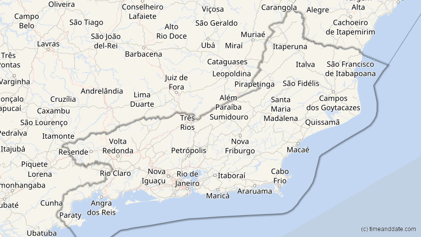 A map of Rio de Janeiro, Brasilien, showing the path of the 9. Mai 2032 Ringförmige Sonnenfinsternis