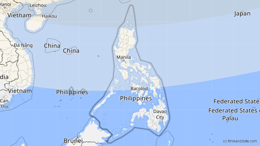 A map of Philippinen, showing the path of the 3. Nov 2032 Partielle Sonnenfinsternis