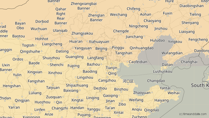 A map of Hebei, China, showing the path of the 3. Nov 2032 Partielle Sonnenfinsternis