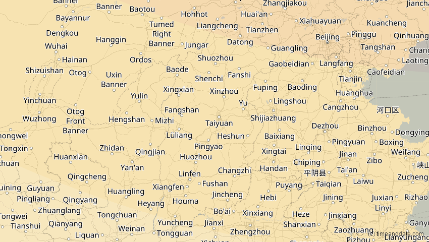 A map of Shanxi, China, showing the path of the 3. Nov 2032 Partielle Sonnenfinsternis