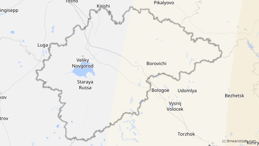 A map of Nowgorod, Russland, showing the path of the 3. Nov 2032 Partielle Sonnenfinsternis