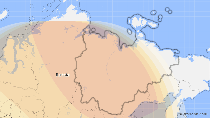 A map of Sacha (Jakutien), Russland, showing the path of the 3. Nov 2032 Partielle Sonnenfinsternis