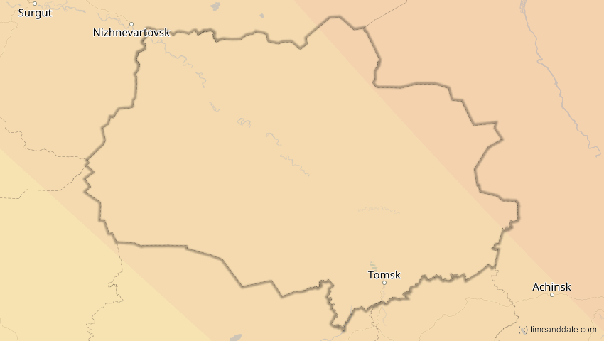 A map of Tomsk, Russland, showing the path of the 3. Nov 2032 Partielle Sonnenfinsternis