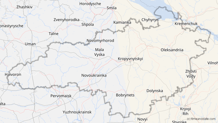 A map of Kirowohrad, Ukraine, showing the path of the 3. Nov 2032 Partielle Sonnenfinsternis