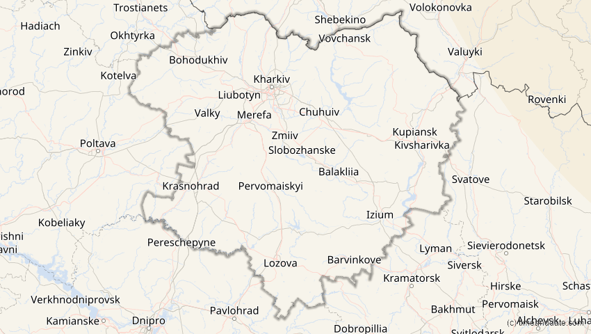 A map of Charkiw, Ukraine, showing the path of the 3. Nov 2032 Partielle Sonnenfinsternis