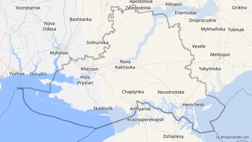 A map of Cherson, Ukraine, showing the path of the 3. Nov 2032 Partielle Sonnenfinsternis