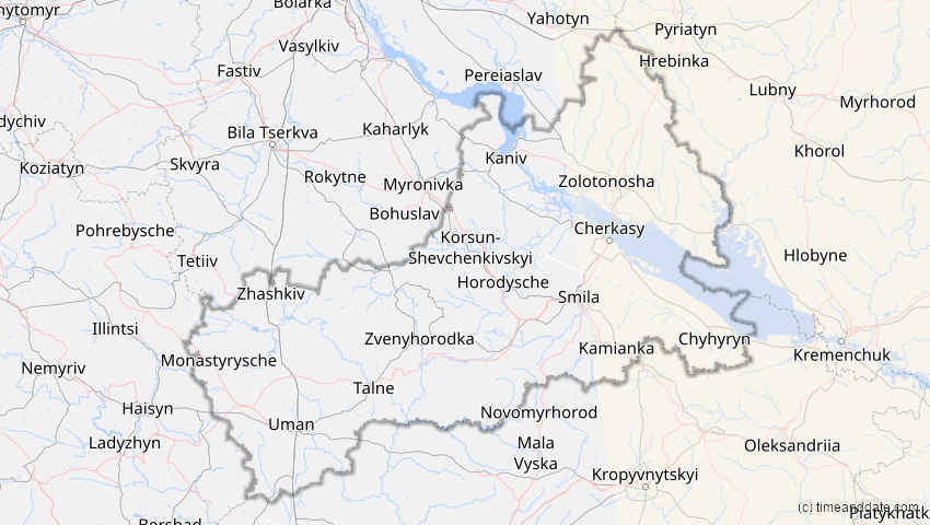 A map of Tscherkassy, Ukraine, showing the path of the 3. Nov 2032 Partielle Sonnenfinsternis