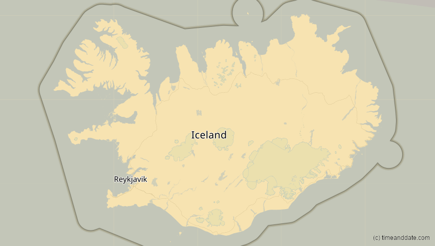 A map of Island, showing the path of the 30. Mär 2033 Totale Sonnenfinsternis