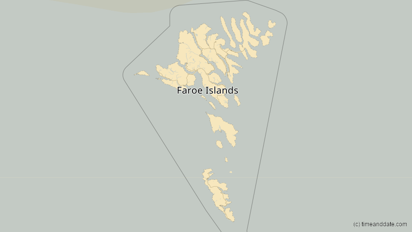 A map of Färöer, Dänemark, showing the path of the 30. Mär 2033 Totale Sonnenfinsternis