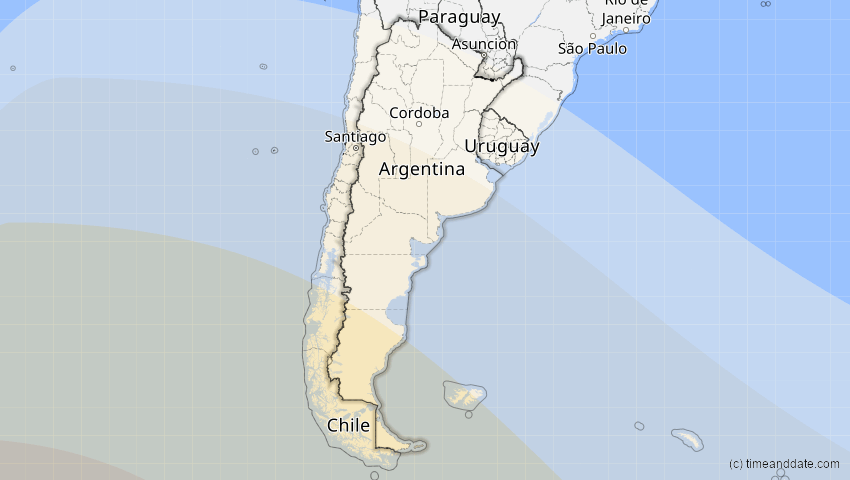 A map of Argentinien, showing the path of the 23. Sep 2033 Partielle Sonnenfinsternis