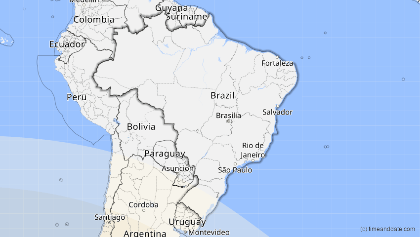 A map of Brasilien, showing the path of the 23. Sep 2033 Partielle Sonnenfinsternis