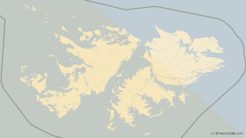 A map of Falklandinseln, showing the path of the 23. Sep 2033 Partielle Sonnenfinsternis