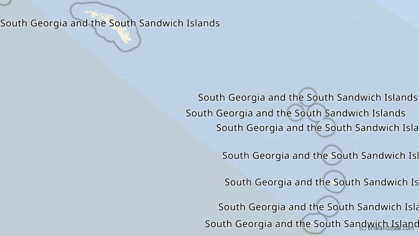 A map of Südgeorgien und die Südl. Sandwichinseln, showing the path of the 23. Sep 2033 Partielle Sonnenfinsternis