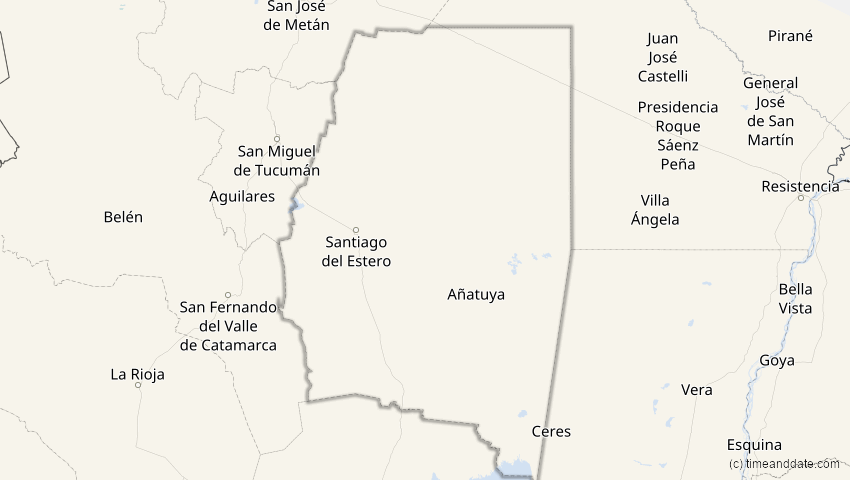 A map of Santiago del Estero, Argentinien, showing the path of the 23. Sep 2033 Partielle Sonnenfinsternis