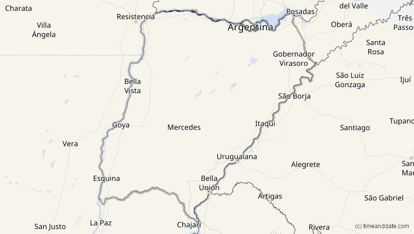 A map of Corrientes, Argentinien, showing the path of the 23. Sep 2033 Partielle Sonnenfinsternis