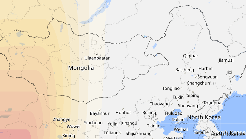 A map of Innere Mongolei, China, showing the path of the 20. Mär 2034 Totale Sonnenfinsternis