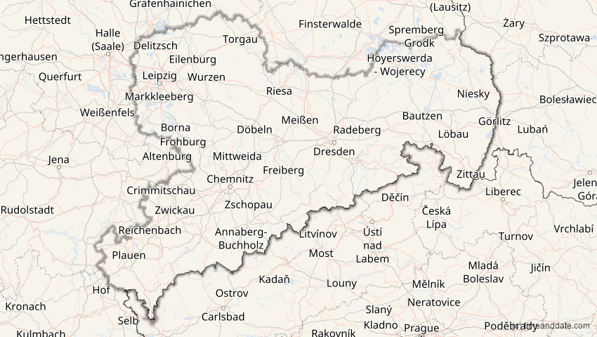 A map of Sachsen, Deutschland, showing the path of the 20. Mär 2034 Totale Sonnenfinsternis