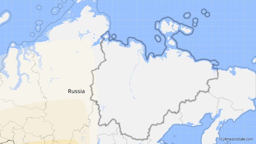 A map of Sacha (Jakutien), Russland, showing the path of the 20. Mär 2034 Totale Sonnenfinsternis