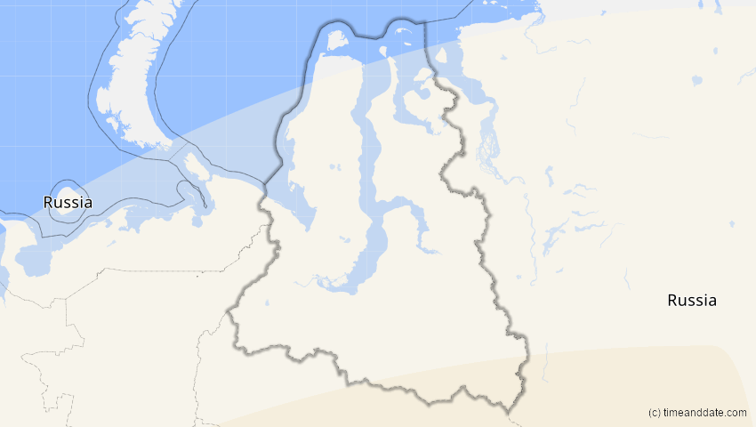 A map of Jamal-Nenzen, Russland, showing the path of the 20. Mär 2034 Totale Sonnenfinsternis