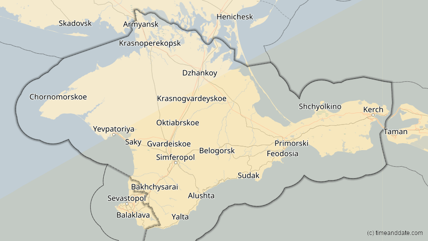 A map of Auton. Republik Krim, Ukraine, showing the path of the 20. Mär 2034 Totale Sonnenfinsternis