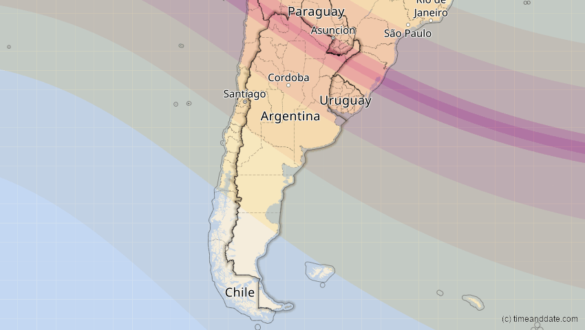 A map of Argentinien, showing the path of the 12. Sep 2034 Ringförmige Sonnenfinsternis