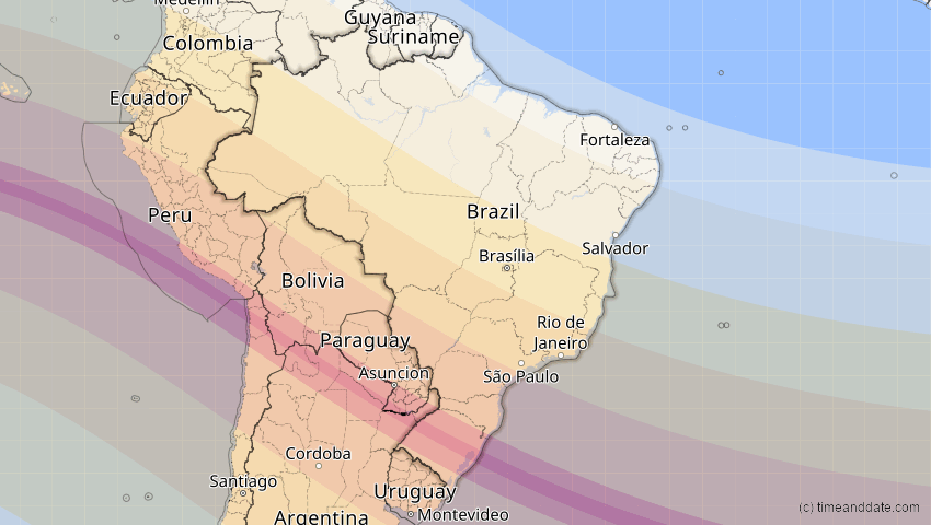 A map of Brasilien, showing the path of the 12. Sep 2034 Ringförmige Sonnenfinsternis