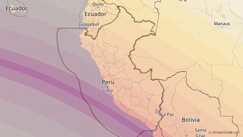 A map of Peru, showing the path of the 12. Sep 2034 Ringförmige Sonnenfinsternis