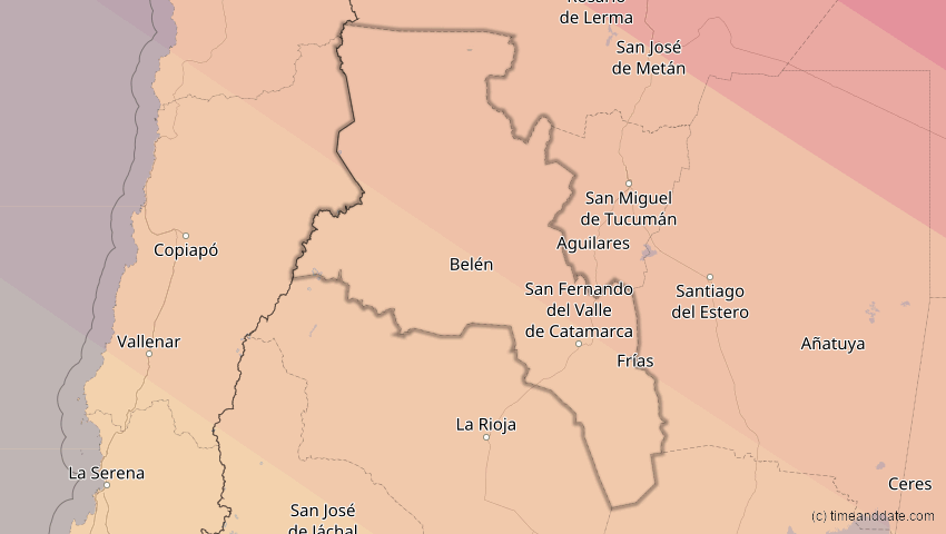 A map of Catamarca, Argentinien, showing the path of the 12. Sep 2034 Ringförmige Sonnenfinsternis