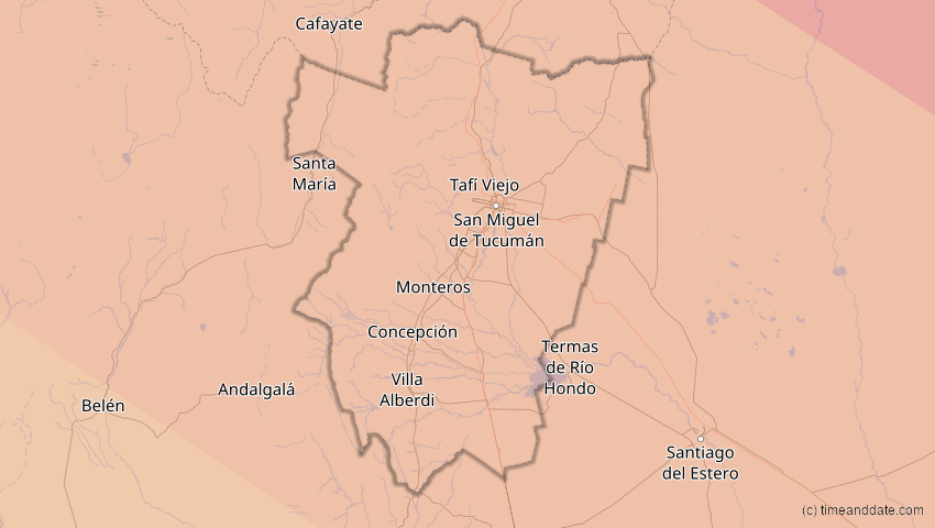 A map of Tucumán, Argentinien, showing the path of the 12. Sep 2034 Ringförmige Sonnenfinsternis
