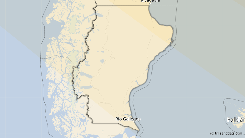 A map of Santa Cruz, Argentinien, showing the path of the 12. Sep 2034 Ringförmige Sonnenfinsternis