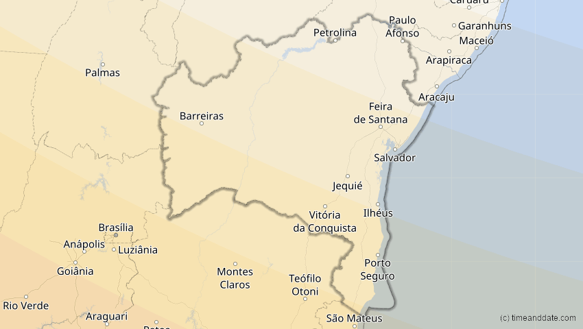 A map of Bahia, Brasilien, showing the path of the 12. Sep 2034 Ringförmige Sonnenfinsternis