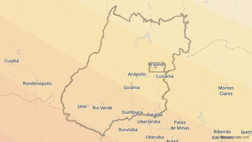 A map of Goiás, Brasilien, showing the path of the 12. Sep 2034 Ringförmige Sonnenfinsternis