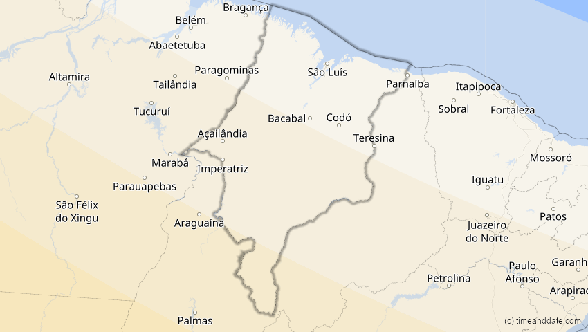 A map of Maranhão, Brasilien, showing the path of the 12. Sep 2034 Ringförmige Sonnenfinsternis