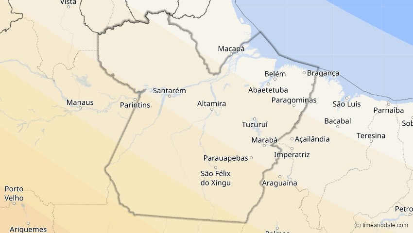 A map of Pará, Brasilien, showing the path of the 12. Sep 2034 Ringförmige Sonnenfinsternis