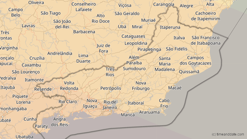 A map of Rio de Janeiro, Brasilien, showing the path of the 12. Sep 2034 Ringförmige Sonnenfinsternis