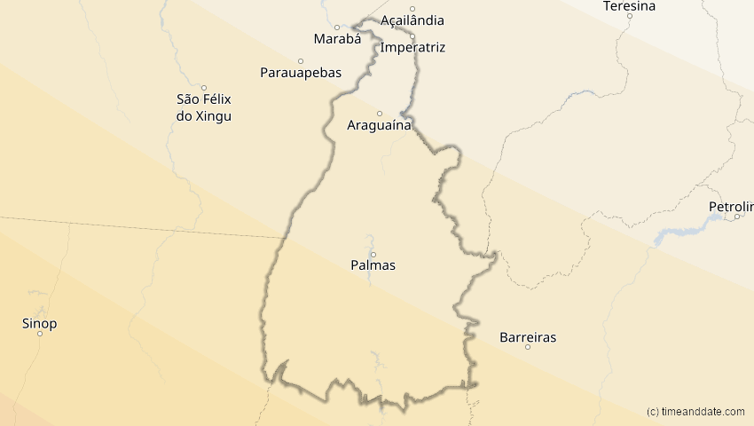 A map of Tocantins, Brasilien, showing the path of the 12. Sep 2034 Ringförmige Sonnenfinsternis